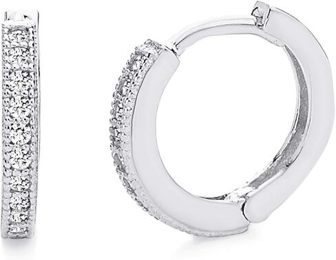 14k White Gold 1mm Thickness Huggie Hoop Earrings - 2 Different Size Available in Saudi Arabia