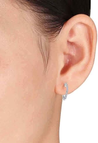 BLUE BELL JEWEL 1.20 Ct Round Cut White Diamond Heart Shape Women's Huggie Hoop Earrings With 925 Sterling Silver 14k White Gold Plated in Saudi Arabia