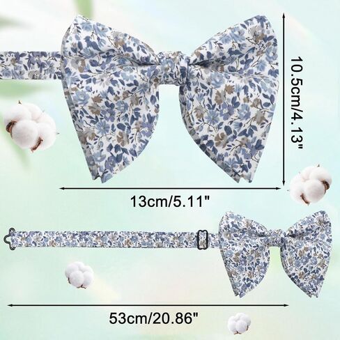 Floral Bow Ties for Men, Oversized Bow Tie Pre-tied Bowties Mens Cotton Flower Printed Bowtie for Wedding Party Casual in Saudi Arabia