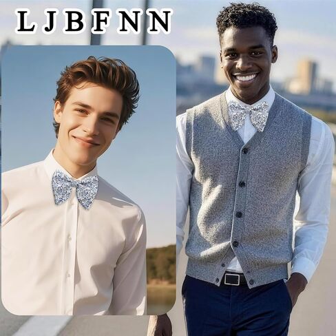 Floral Bow Ties for Men, Oversized Bow Tie Pre-tied Bowties Mens Cotton Flower Printed Bowtie for Wedding Party Casual in Saudi Arabia