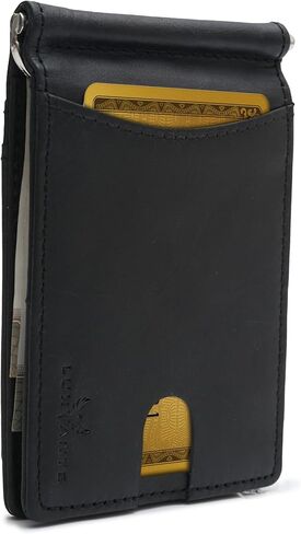 Minimalist airtag wallet - Rfid blocking slim money clip wallet for men - Genuine leather front pocket wallet (Matte Black) in Saudi Arabia