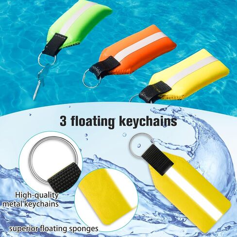 Quelay 3 Pcs Floating Keychain, Neoprene Waterproof Floatable Foam Keychain Reflective for Boating, Surfing, Paddle boarding, Fishing, Kayaking, Night Water sports Outdoor Sports in Saudi Arabia