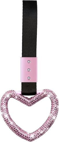 NBTEPEM Bling Heart Handle Ring Bling Car Accessories for Women Handle Strap Drift Charm Rear Bumper Warning Ring Tsurikawa Heart Decor for Car Interior Exterior Decoration (Pink, Heart Style) in Saudi Arabia