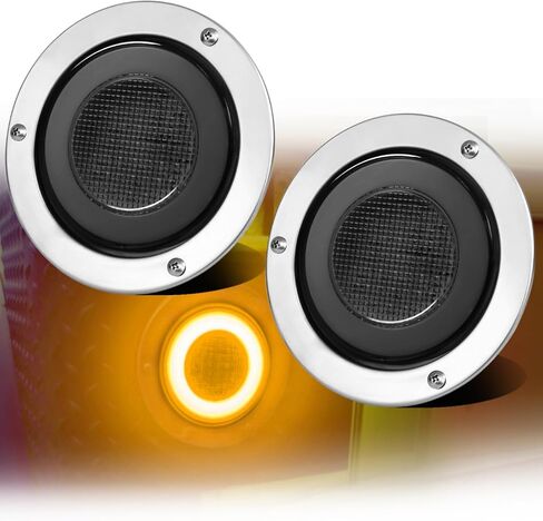 2pcs Smoked Lens 4 inch Round LED Trailer Trucks Halo Parking Turn Signal Tail Lights Amber 64 LEDs w/Stainless Bezels Flange Mount Sealed Waterproof IP67 For RV/Van, DC 12V in Saudi Arabia