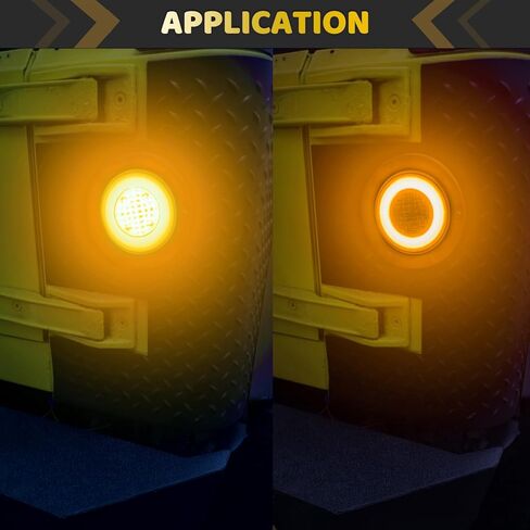 2pcs Smoked Lens 4 inch Round LED Trailer Trucks Halo Parking Turn Signal Tail Lights Amber 64 LEDs w/Stainless Bezels Flange Mount Sealed Waterproof IP67 For RV/Van, DC 12V in Saudi Arabia