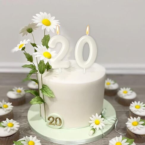 30 Candles 30th Birthday Decorations for Women, White 30th Candle for Beige Birthday Decorations, 30 Cake Topper for 30 Year Old Girl Cream Birthday Party Decor Party Supplies Favors(Number 30 Candle) in Saudi Arabia