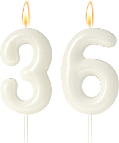 30 Candles 30th Birthday Decorations for Women, White 30th Candle for Beige Birthday Decorations, 30 Cake Topper for 30 Year Old Girl Cream Birthday Party Decor Party Supplies Favors(Number 30 Candle) in Kuwait