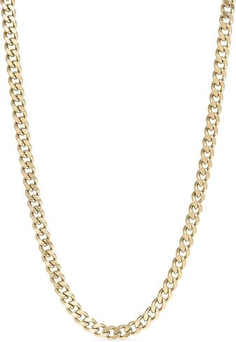 6mm 18K Gold PVD Stainless Steel Diamond Cut Curb Chain Necklace – Waterproof & Hypoallergenic in Saudi Arabia