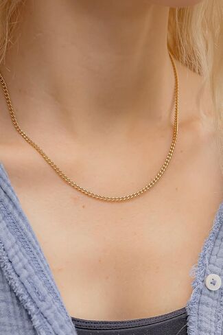 6mm 18K Gold PVD Stainless Steel Diamond Cut Curb Chain Necklace – Waterproof & Hypoallergenic in Saudi Arabia