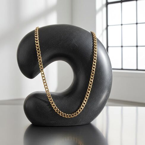 6mm 18K Gold PVD Stainless Steel Diamond Cut Curb Chain Necklace – Waterproof & Hypoallergenic in Saudi Arabia