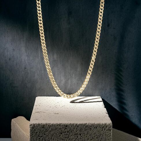 6mm 18K Gold PVD Stainless Steel Diamond Cut Curb Chain Necklace – Waterproof & Hypoallergenic in Saudi Arabia
