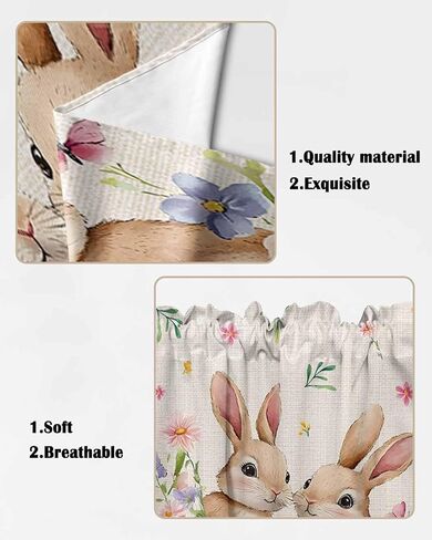 Easter Bunnys Colorful Eggs Swag Valances for Windows Rod Pocket Kitchen Window Curtains Over Sink, Spring Flower Kitchen Curtains Sets, Swag Curtains Valance for Living Room, 28''x36'' Set of 2 in Saudi Arabia