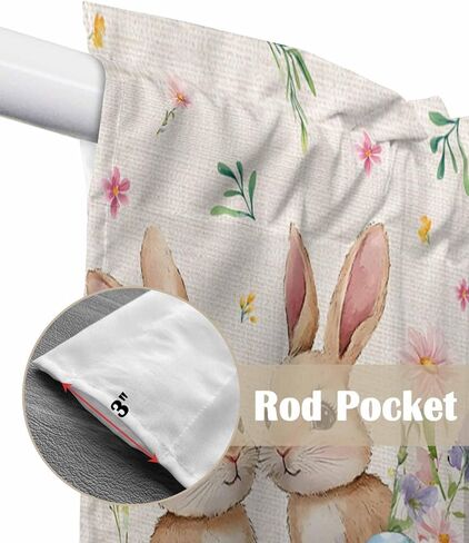 Easter Bunnys Colorful Eggs Swag Valances for Windows Rod Pocket Kitchen Window Curtains Over Sink, Spring Flower Kitchen Curtains Sets, Swag Curtains Valance for Living Room, 28''x36'' Set of 2 in Saudi Arabia