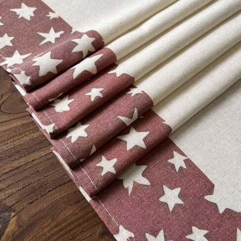 Linen Textured Valances Country Rustic Kitchen Valance with Traditional Retro Star Pattern Farmhouse Window Treatment Festival Decor 16 inches Length in Saudi Arabia