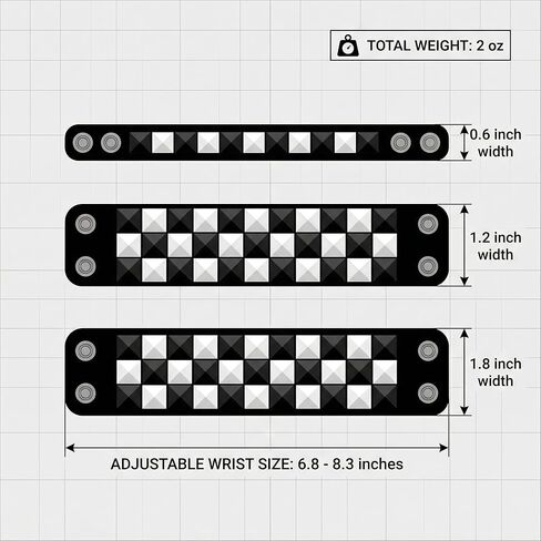 3 قطع سوار فاسق مرصع باللون الأسود والأبيض للرجال والنساء، مجموعة سوار معصم قوطي من الجلد الصناعي قابل للتعديل، إكسسوارات مجوهرات Emo Rock Spiked لهدايا الهالوين اليومية in Kuwait