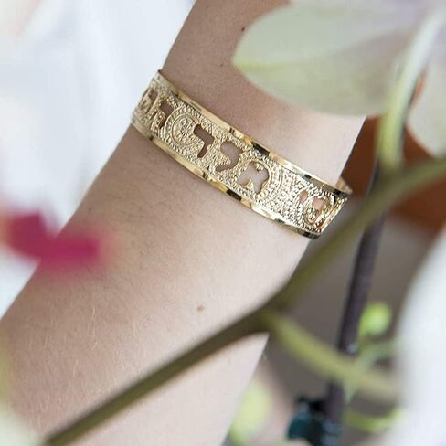 Proverbs 31:28 Dainty Gold Cuff Bracelet, Hebrew Bible Scripture Jewelry for Women, Handmade in Israel in Saudi Arabia