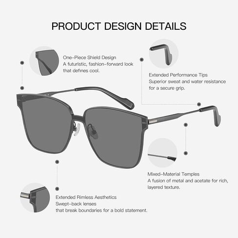MUJOSH Minimalist Square Polarized Sunglasses for Women Men, Trendy Seamless Flush-Mount Flat Shade Brand of EssilorLuxottica in Saudi Arabia