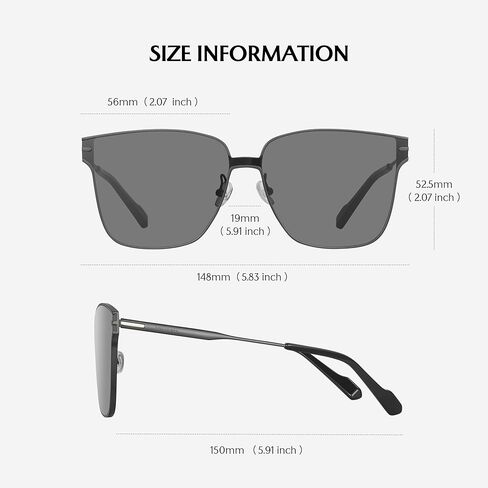 MUJOSH Minimalist Square Polarized Sunglasses for Women Men, Trendy Seamless Flush-Mount Flat Shade Brand of EssilorLuxottica in Saudi Arabia