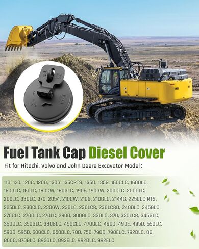 Fuel Tank Cap Diesel Cover AT323462 43843622 Fit for Hitachi Volvo John Deere Excavator, black in Saudi Arabia