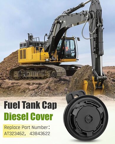 Fuel Tank Cap Diesel Cover AT323462 43843622 Fit for Hitachi Volvo John Deere Excavator, black in Saudi Arabia