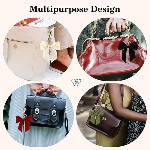 سلسلة مفاتيح على شكل محفظة على شكل قوس لحقيبة اليد، سلسلة مفاتيح على شكل فيونكة لؤلؤية لطيفة على شكل حقيبة إكسسوارات ساحرة لمحفظة الظهر، أسود أحمر وأبيض وأخضر حلقة مفاتيح على شكل فيونكة، 4 عبوات in Saudi Arabia