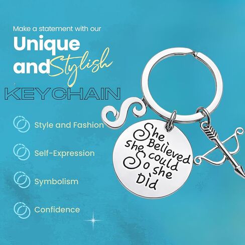 Inspirational Archery Keychain, She Believed She Could So She Did Charm, Silver Plated Archery Gift for Archer Athlete Teammate in Saudi Arabia