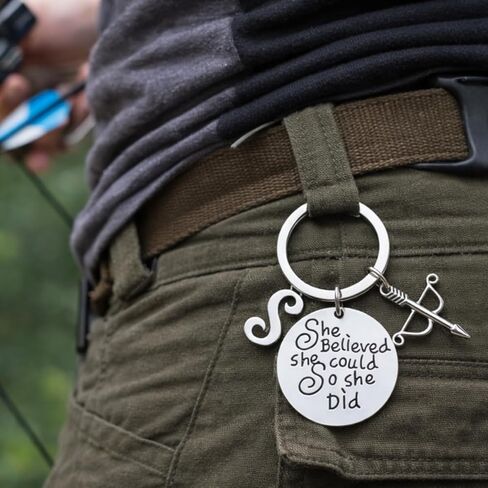 Inspirational Archery Keychain, She Believed She Could So She Did Charm, Silver Plated Archery Gift for Archer Athlete Teammate in Saudi Arabia