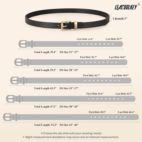 LEACOOLKEY 2 Pack Women's Leather Belts Skinny Waist Belt for Dress Jeans Fashion Ladies Thin Belts in Saudi Arabia