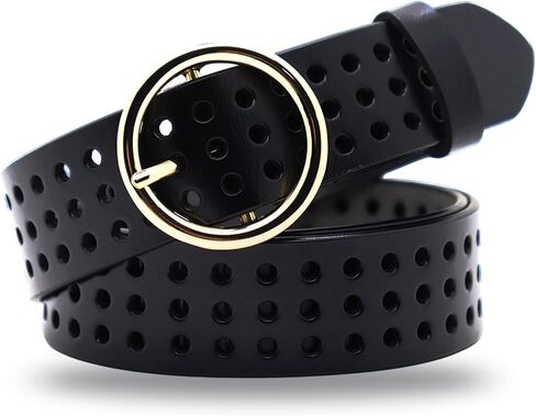 Womens Belt for Jeans Pants Dresses, Gold Buckle Genuine Leather Waist Belts for Women in Saudi Arabia