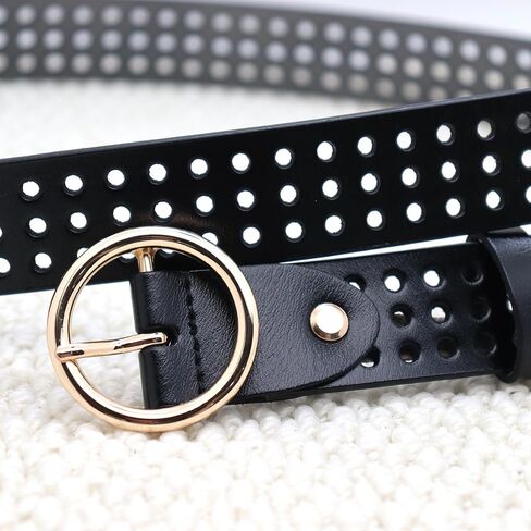 Womens Belt for Jeans Pants Dresses, Gold Buckle Genuine Leather Waist Belts for Women in Saudi Arabia