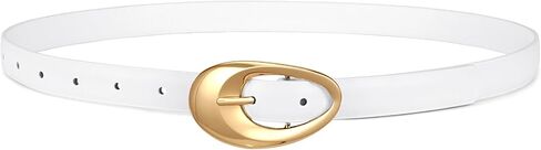 Women Faux Leather Belt for Jeans Pants Fashion Ladies Thin Waist Belt with Gold Oval Buckle in Saudi Arabia