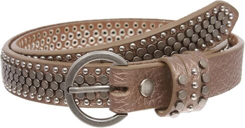 Women's Riveted Nail Heads Round Circle Studded Skinny Leather Jean Belt in Saudi Arabia