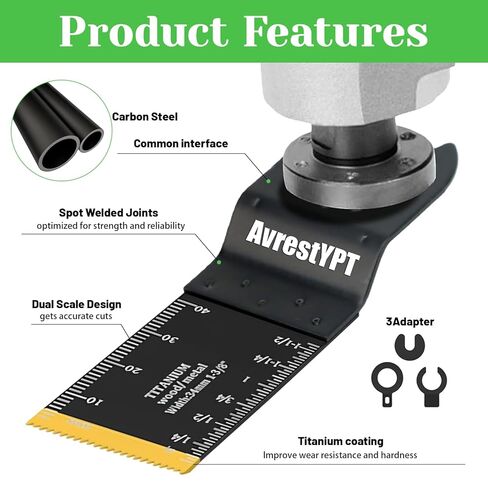 Professional Universal Oscillating Tool Blades Kit - 31 Pcs Titanium & Wood Blades for Multitools - Compatible with Dewalt, Ryobi, Fein, Milwaukee | Perfect for Wood, Plastics & Metal Cutting in Kuwait