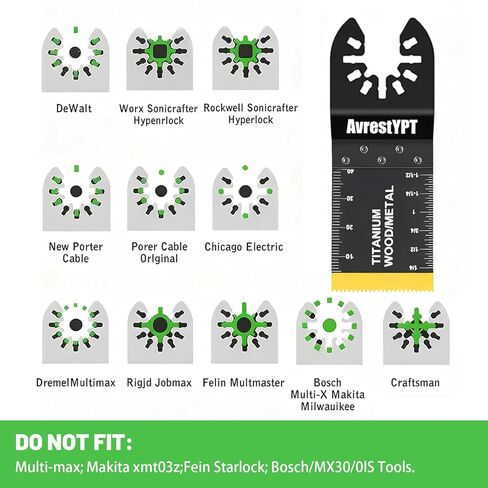 Professional Universal Oscillating Tool Blades Kit - 31 Pcs Titanium & Wood Blades for Multitools - Compatible with Dewalt, Ryobi, Fein, Milwaukee | Perfect for Wood, Plastics & Metal Cutting in Kuwait