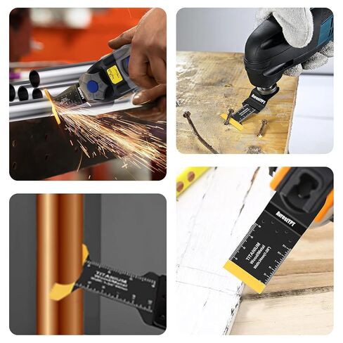 Professional Universal Oscillating Tool Blades Kit - 31 Pcs Titanium & Wood Blades for Multitools - Compatible with Dewalt, Ryobi, Fein, Milwaukee | Perfect for Wood, Plastics & Metal Cutting in Kuwait