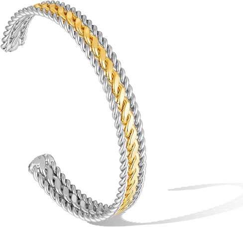 Gold and Silver Bracelets for Women Two Tone Braided Cuff Bangle Mixed Metal Statement Bracelet Fashion Jewelry in Saudi Arabia