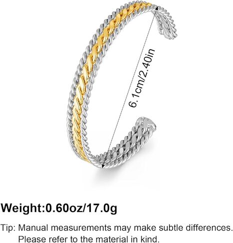 Gold and Silver Bracelets for Women Two Tone Braided Cuff Bangle Mixed Metal Statement Bracelet Fashion Jewelry in Saudi Arabia