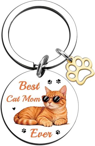 Orange Cat Gifts for Cats Lovers Cat Mom Gifts for Women Orange Cats Keychain Accessory for Kitten Mama Owners Cool Kitten Accessories Birthday Christmas Stocking Stuffers in Saudi Arabia