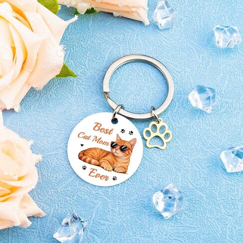 Orange Cat Gifts for Cats Lovers Cat Mom Gifts for Women Orange Cats Keychain Accessory for Kitten Mama Owners Cool Kitten Accessories Birthday Christmas Stocking Stuffers in Saudi Arabia
