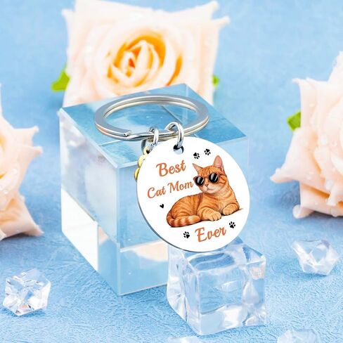 Orange Cat Gifts for Cats Lovers Cat Mom Gifts for Women Orange Cats Keychain Accessory for Kitten Mama Owners Cool Kitten Accessories Birthday Christmas Stocking Stuffers in Saudi Arabia