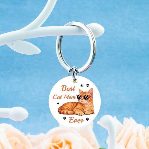 Orange Cat Gifts for Cats Lovers Cat Mom Gifts for Women Orange Cats Keychain Accessory for Kitten Mama Owners Cool Kitten Accessories Birthday Christmas Stocking Stuffers in Saudi Arabia