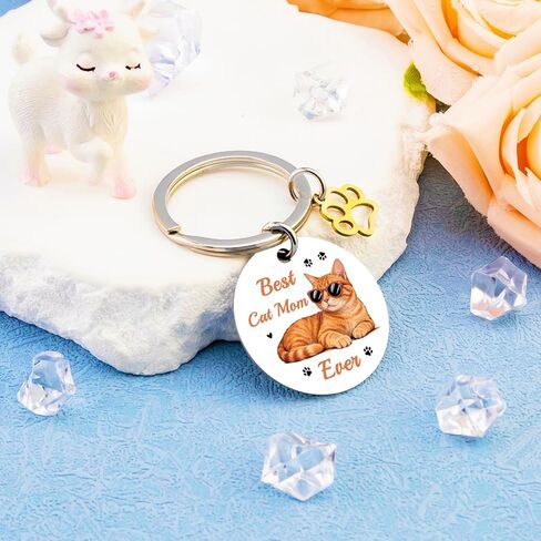 Orange Cat Gifts for Cats Lovers Cat Mom Gifts for Women Orange Cats Keychain Accessory for Kitten Mama Owners Cool Kitten Accessories Birthday Christmas Stocking Stuffers in Saudi Arabia