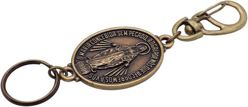 Our Lady of Grace Miraculous Medal Keychain | 4.75 Inch Metal Key Ring with Lobster Claw Clasp | Great Catholic Gift for Confirmation in Saudi Arabia