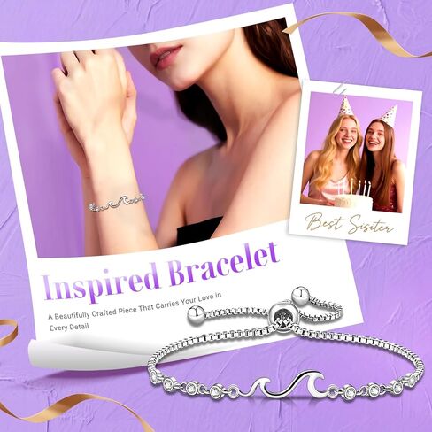 مجموعة هدايا HAPPYPOP Best Sister Ever - سوار وسلسلة مفاتيح وبطاقة للأخت - مثالية لعيد الميلاد وأعياد الميلاد وعيد الحب in Saudi Arabia