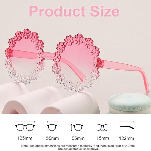 3/6 Pack Multicolor Girls Round Flower Sunglasses Cute Sunglasses Colorful Fashion Eyewear Outdoor Beach in Saudi Arabia