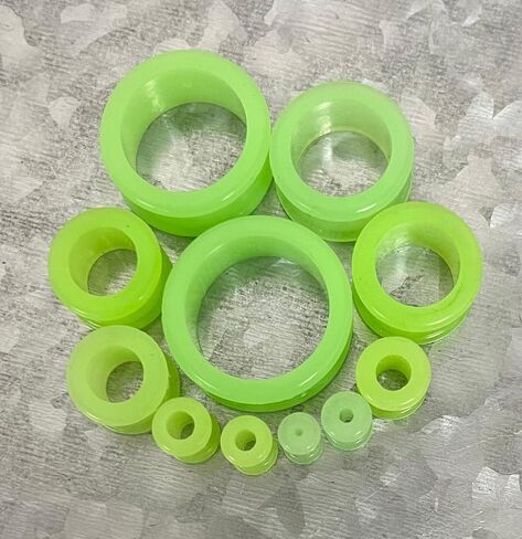PAIR of Brilliant Glow-in-the-Dark Double Flare Silicone Tunnels - Plugs - Gauges - Body Jewelry in Saudi Arabia