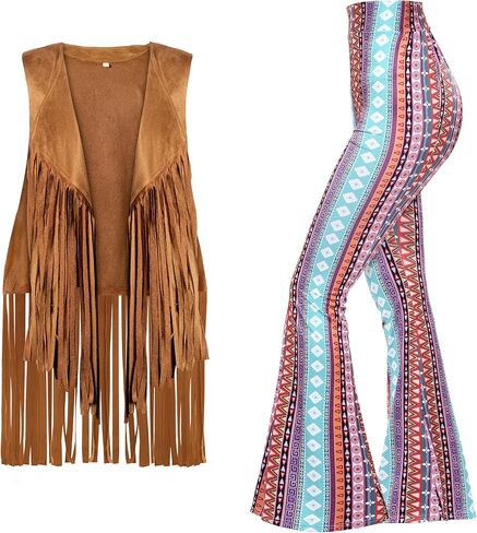 Spooktacular Creations Halloween Hippie Costume Women, 60s 70s Disco Striped Outfit with Accessories for Cosplay in Saudi Arabia