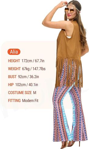 Spooktacular Creations Halloween Hippie Costume Women, 60s 70s Disco Striped Outfit with Accessories for Cosplay in Saudi Arabia