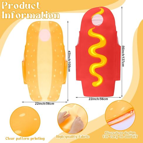 2 Pcs Hot Dog and Bun Costume Halloween Hot Dog Bun Adult Costume Couple Comedy Party Outfit Funny Photo Props Halloween Fast Food Restaurant Cosplay Food Clothes Outfits Party Gag Gift in Saudi Arabia