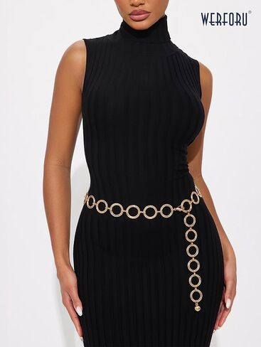 WERFORU Chain Belt for Women Metal Waist Chain Ladies Belly Link Belt Gold Chain Belt For Dresses Jeans in Saudi Arabia